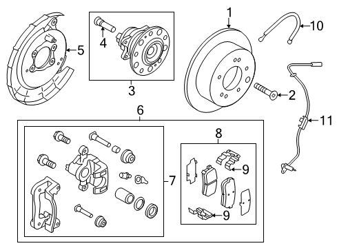 2015 Kia Rio Anti-Lock Brakes Rear Brake Caliper Kit, Right Diagram for 583111WA30