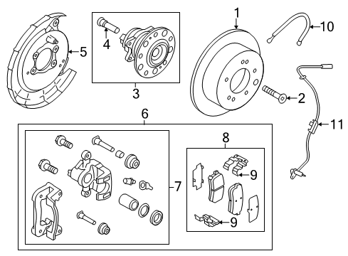 2015 Kia Rio Anti-Lock Brakes Brake Rear Hose, Left Diagram for 587371W300