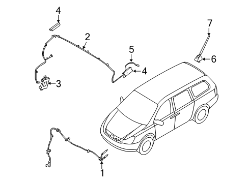 2010 Kia Sedona Antenna & Radio Glass Antenna(Radio) Amplifier Assembly Diagram for 962304D100