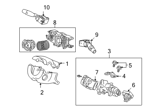 2008 Honda Civic Switches Sensor Assembly, Steering & Body Switch Diagram for 35251-SMG-E01