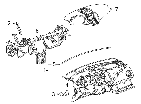 2016 GMC Terrain Cluster & Switches, Instrument Panel Upper Dash Panel Diagram for 22741068