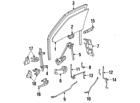 1985 Buick LeSabre Front Door Glass & Hardware, Lock & Hardware Regulator, Front Side Door Window Diagram for 20303591