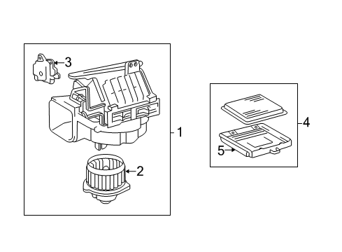 2001 Toyota Highlander Blower Motor & Fan Blower Assembly Diagram for 87130-48040