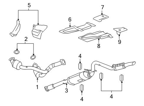 2012 GMC Yukon Exhaust Components Exhaust Muffler Assembly (W/ Resonator, Exhaust & Tail Pipe Diagram for 22812178