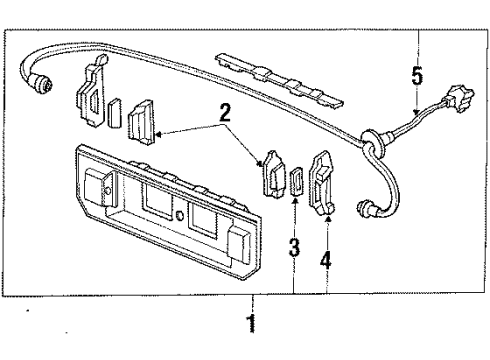 1988 Honda Civic License Lamps Garnish, License Light Diagram for 34100-SH5-A01