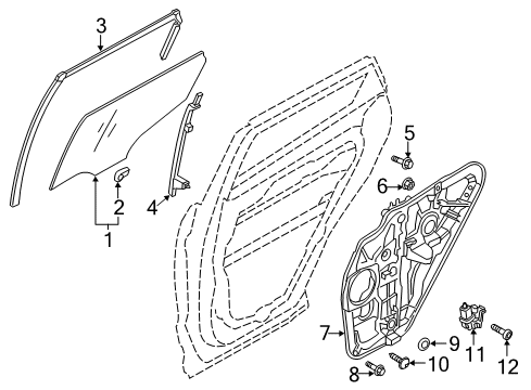 2013 Hyundai Santa Fe Sport Rear Door Glass Assembly-Rear Door, LH Diagram for 83410-2W020