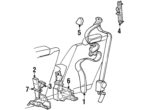 1999 Ford Crown Victoria Seat Belt Belt Cover Diagram for XW1Z-1660262-AAB