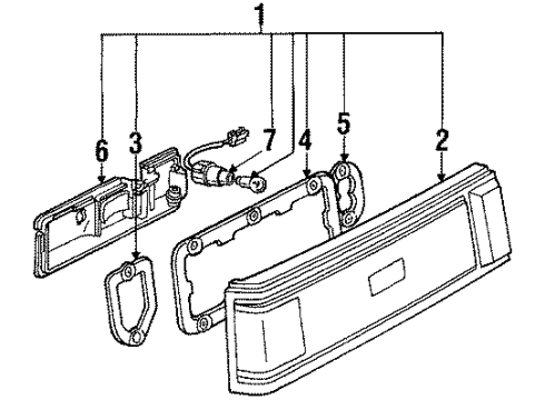 1985 Toyota Celica Backup, License & Tail Lamps Lens Diagram for 81561-14521