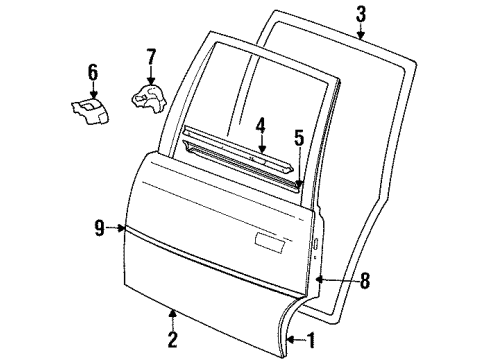 1984 Pontiac 6000 Rear Door Molding Kit, Rear Door Lower Diagram for 20495928