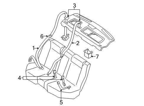 2004 Infiniti G35 Seat Belt Belt Assembly-Rear Seat BKLE Diagram for 88852-AL505
