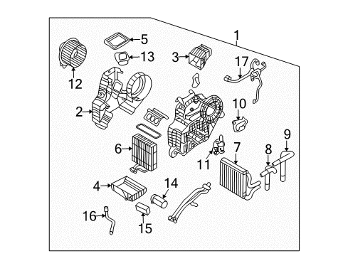 2009 Kia Sedona A/C Evaporator & Heater Components Air Conditioner Unit - Rear Diagram for 979004D600