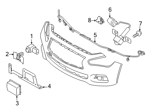 2017 Infiniti Q60 Cruise Control System Distance Sensor Assembly Diagram for 28438-4BA5B