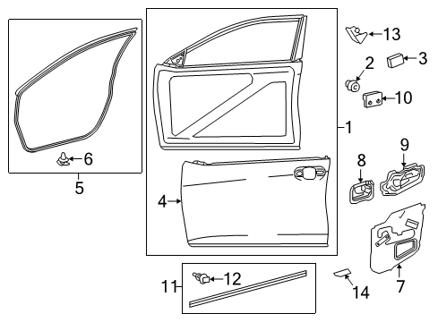 2015 Toyota Camry Front Door Lower Weatherstrip Diagram for 67864-06071