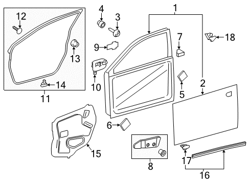 2016 Lexus ES300h Front Door Regulator Sub-Assembly Diagram for 69801-06180