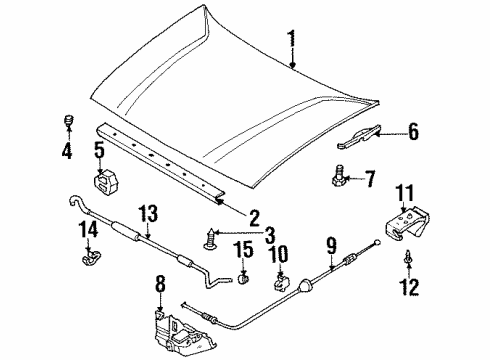 1998 Honda Passport Hood & Components Rod, Hood Support Diagram for 8-97164-503-4