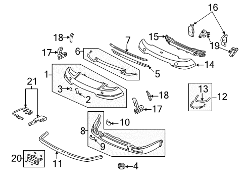 2004 Acura NSX Front Bumper Extension, Left Front Bumper (Lower) Diagram for 71177-SL0-000