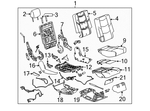 2019 Chevrolet Suburban Heated Seats Seat Back Frame Diagram for 23235044
