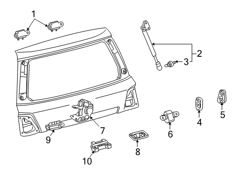 2009 Toyota Land Cruiser Lift Gate - Lock & Hardware Support Cylinder Diagram for 68950-69085