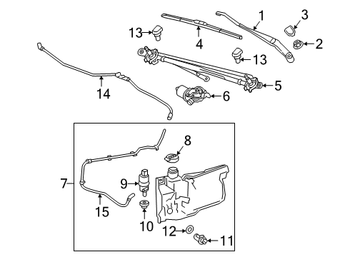 2019 GMC Sierra 1500 Wiper & Washer Components Washer Hose Diagram for 84990635