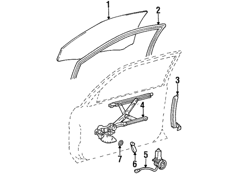 1997 Toyota Tercel Front Door - Glass & Hardware Run Channel Diagram for 68151-16040