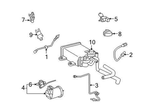 2005 Lexus LS430 Powertrain Control Valve Assy, Vacuum Switching Diagram for 25860-50121