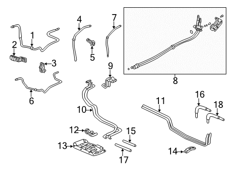 2000 Honda Odyssey Rear A/C Lines Bracket C, Air Conditioner Pipe Diagram for 80363-S0X-A00