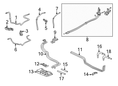 2000 Honda Odyssey Rear A/C Lines Pipe Assembly, Rear Air Conditioner Diagram for 80323-S0X-A01