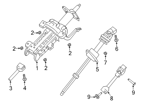 2019 Ford Ranger Steering Column & Wheel, Steering Gear & Linkage Column Assembly Diagram for KB3Z-3C529-B
