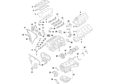 2014 Infiniti QX50 Engine Parts, Mounts, Cylinder Head & Valves, Camshaft & Timing, Oil Pan, Oil Pump, Crankshaft & Bearings, Pistons, Rings & Bearings, Variable Valve Timing Spring-Valve Diagram for 13203-EY01A