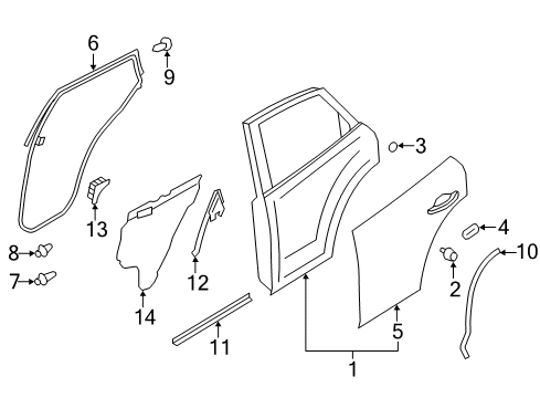 2016 Infiniti QX50 Rear Door WEATHERSTRIP-Rear RH Diagram for 82830-3WU0B