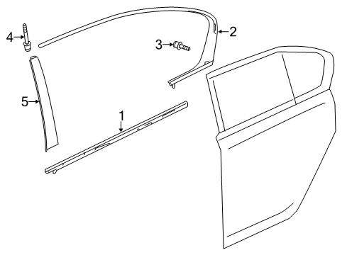 2018 Acura RLX Exterior Trim - Rear Door Molding Assembly, Right Rear Door Retainer Diagram for 72921-TY2-A01
