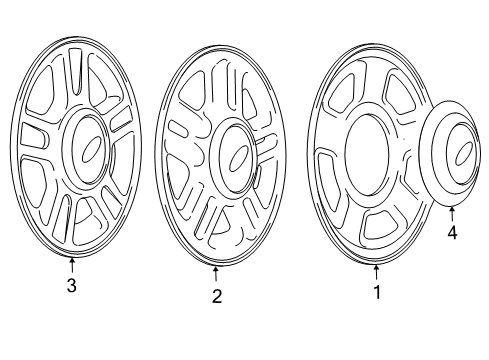 2003 Ford Expedition Wheels, Covers & Trim Hub Cap Diagram for 2L1Z-1130-BA
