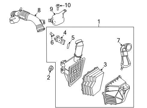 2010 Mercury Milan Powertrain Control Air Cleaner Assembly Diagram for AE5Z-9600-A