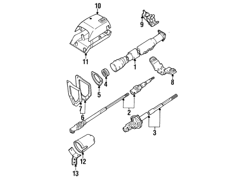 1985 Toyota Pickup Steering Column Assembly Upper Shaft Diagram for 45210-35100