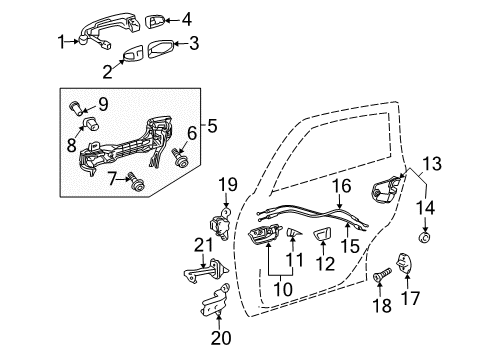 2014 Toyota Prius Rear Door Lock Cable Diagram for 69770-47070