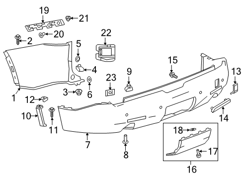 2019 Chevrolet Traverse Rear Bumper Retainer Plate Diagram for 23165919