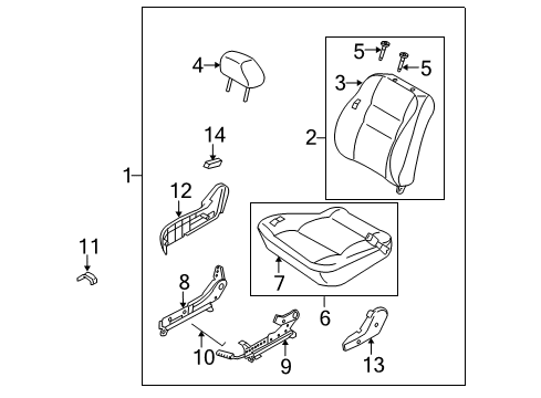 2004 Kia Spectra Front Seat Components A/J&R/K Assembly-NO3 Diagram for 3K2N188103