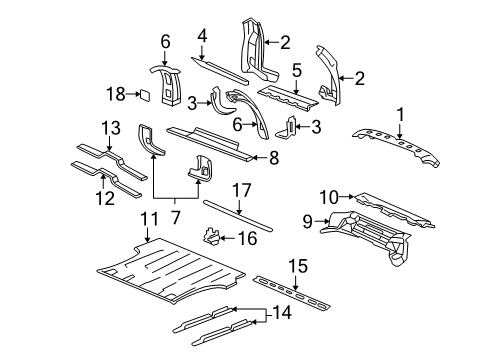 2002 Chevrolet Suburban 1500 Rear Body & Floor Bracket Diagram for 22921947