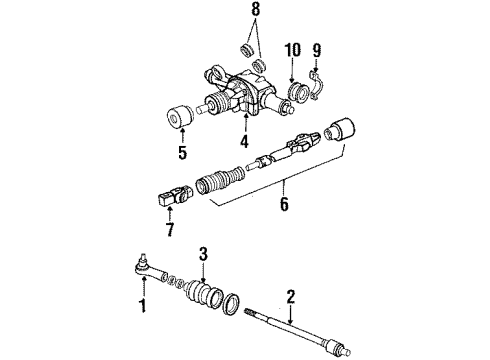 1988 Honda Prelude Steering Column & Wheel, Steering Gear & Linkage Cushion, RR. Steering Rack Diagram for 53951-SF1-J60