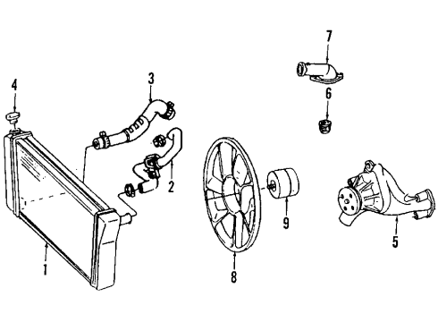 1995 Chevrolet Corvette Cooling System, Radiator, Water Pump, Cooling Fan Engine Water Pump Diagram for 10159599