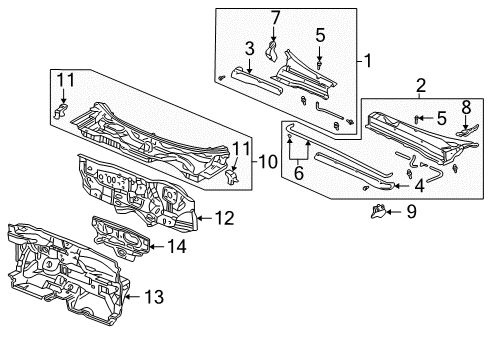 2002 Honda CR-V Cowl Dashboard (Lower) Diagram for 61500-S9A-A70ZZ