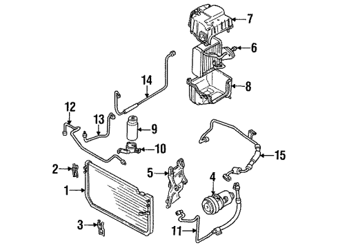 1991 Infiniti M30 A/C Condenser, Compressor & Lines PULLEY IDLER Diagram for 11925-F6102