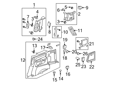 2011 Honda Pilot Interior Trim - Quarter Panels Garnish Assy., R. RR. Pillar *NH220L* (CLEAR GRAY) Diagram for 84141-SZA-A03ZA