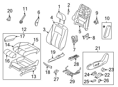 2008 Infiniti G37 Driver Seat Components Cover-Reclining Device, LH Outer Diagram for 87455-JL01C