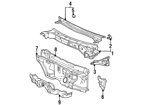 1994 Toyota Corolla Cowl Cowl Side Panel Diagram for 55714-12080