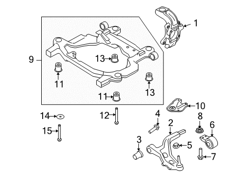 2011 Ford Taurus Front Suspension Components, Lower Control Arm, Stabilizer Bar Lower Control Arm Rear Bracket Diagram for 9G1Z-3C403-A