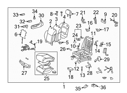 2011 Lexus LX570 Front Seat Components Pad Sub-Assembly, Front Seat Diagram for 71505-60110
