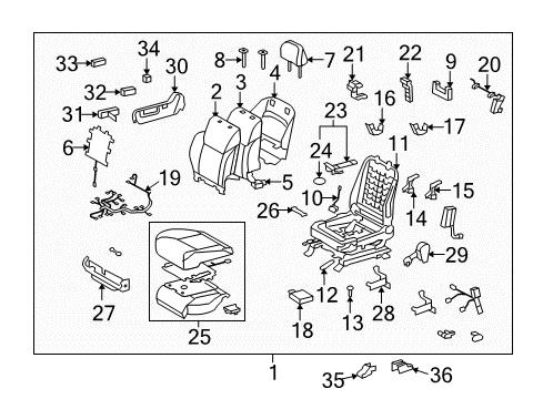 2011 Lexus LX570 Front Seat Components Shield, Front Seat Cushion, Inner RH Diagram for 71861-60110-A1