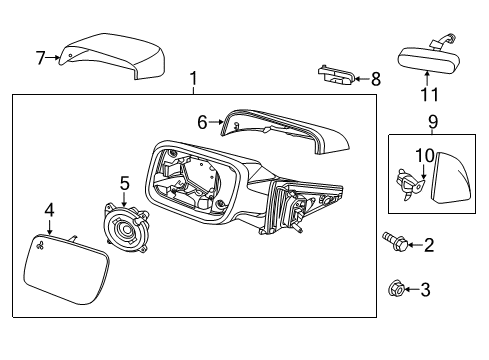 2019 Ford Police Interceptor Utility Outside Mirrors Mirror Outside Diagram for DB5Z-17683-XH