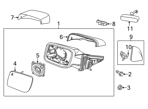 2019 Ford Police Interceptor Utility Outside Mirrors Mirror Outside Bolt Diagram for -W705968-S307